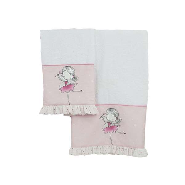 Coppia asciugamani bebè Fatine rosa