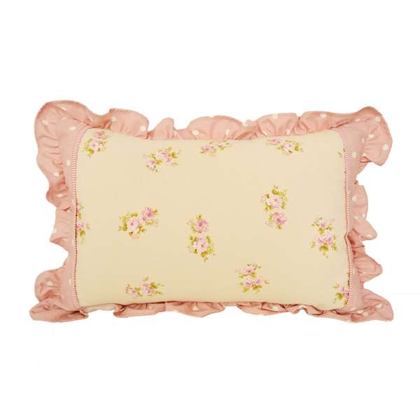Federa cuscino fiori rosa con volant