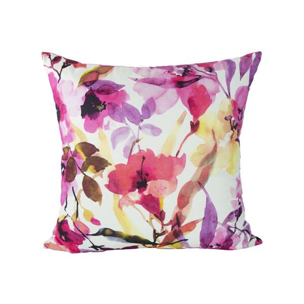 Federa cuscino floreale rosa effetto acquerello