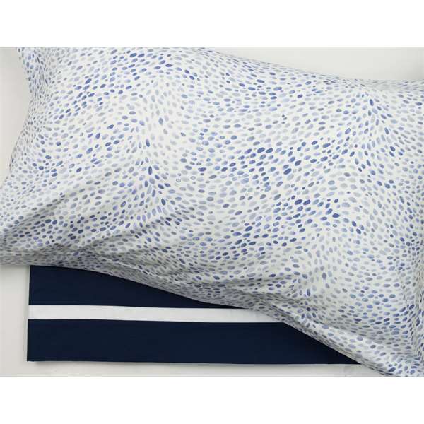 Lenzuola in cotone satin pois all-over blu