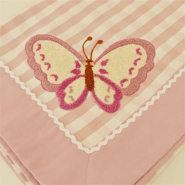 Tovaglia scozzese rosa con farfalle