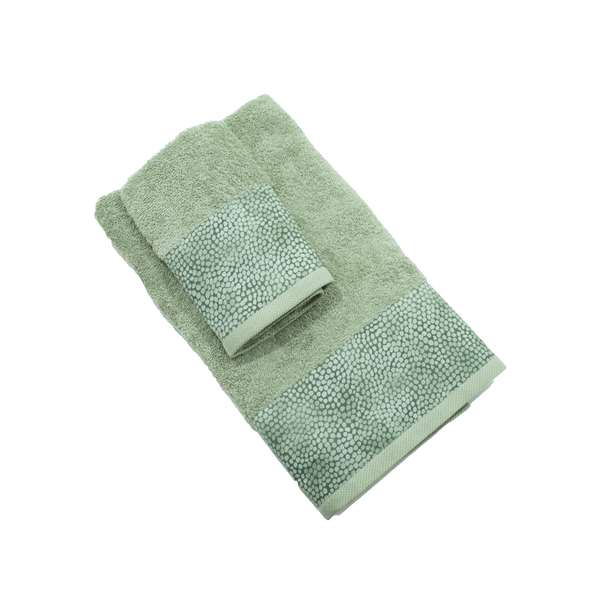 Coppia asciugamani in spugna con bordo fantasia in cotone